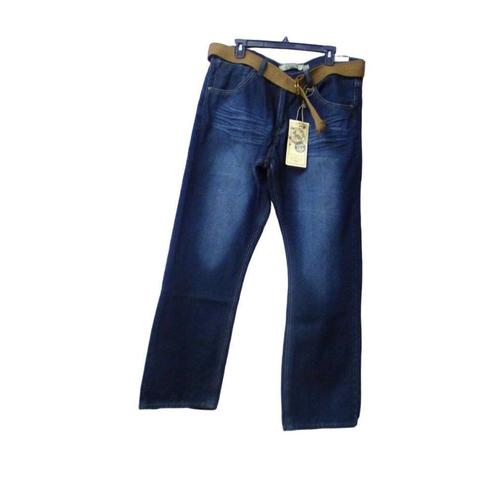 Agile Men’s Style AP23576 Straight Leg Belted Jeans, 33” inseam, Size 40
